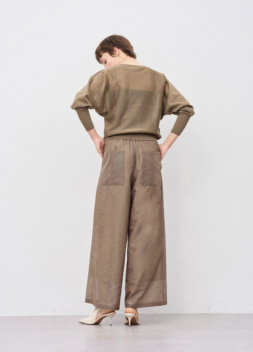 透膚歐根紗寬褲